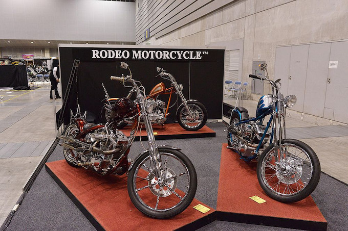 カスタムショーの常連であるRODEO MOTORCYCLEは3台のマシンを展示。同店の定番モデルにモディファイを加えた意欲作だ。