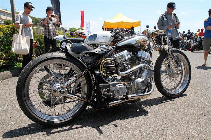 ヨコハマホットロッドショーにて3年連続でBest of Show Motorcycleを受賞したCherry's Conpanyが昨年の受賞モデルであるパンヘッドを持ち込んだ。